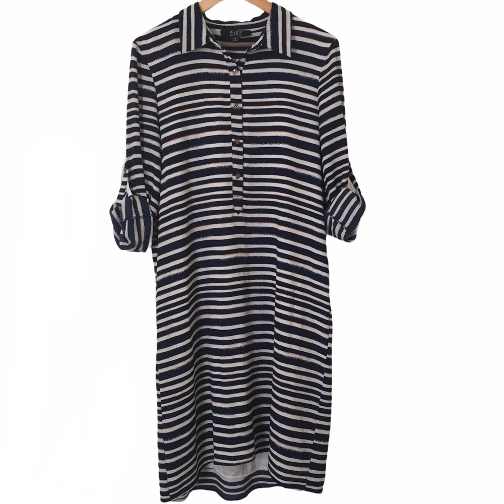 Alex Marie Work Casual Striped Tunic Shirt Dress M